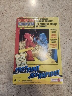 Mattel Rock 'Em Sock 'Em Robots Boxed Game - Yellow, Red & Blue Artwork